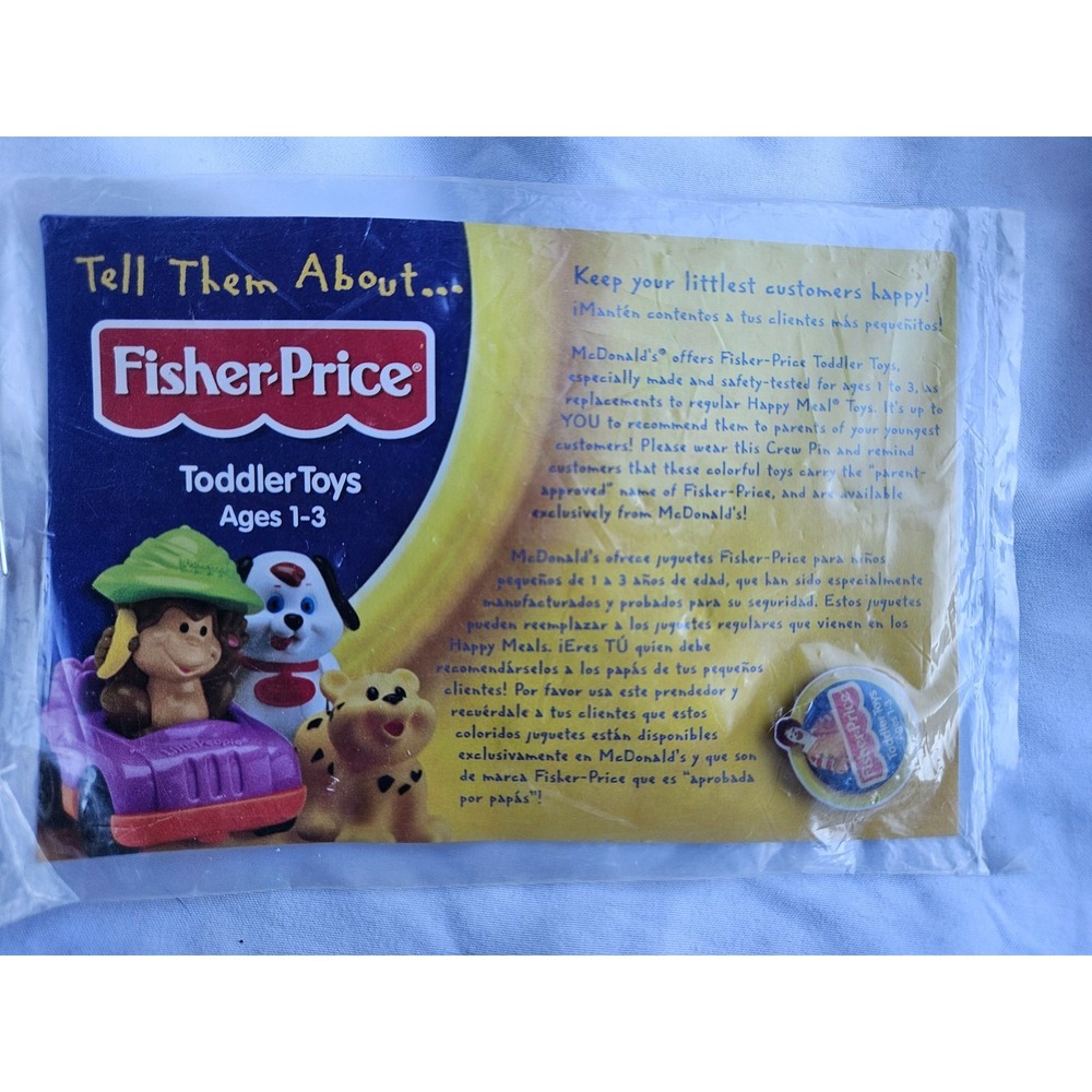 Fisher Price Ronald McDonald Toddler Toys Lapel Hat Pin Sealed In Package